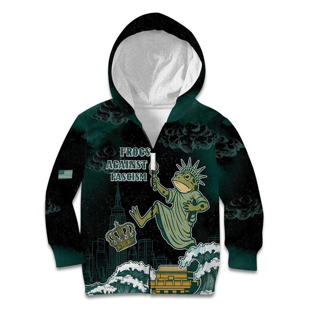 Frogs Against Fascism Kid Hoodie No Kings Funny Portland Frog Protest LT05