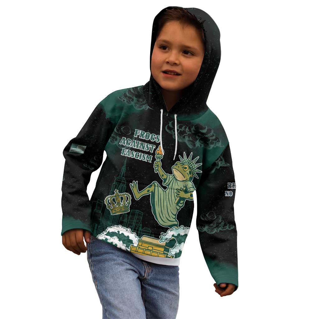 Frogs Against Fascism Kid Hoodie No Kings Funny Portland Frog Protest LT05