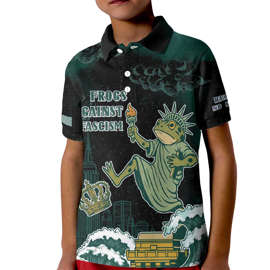 Frogs Against Fascism Kid Polo Shirt No Kings Funny Portland Frog Protest LT05