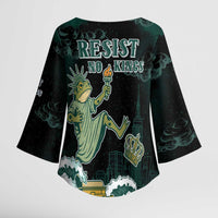 Frogs Against Fascism Kimono Sleeve Blouse No Kings Funny Portland Frog Protest - Wonder Print Shop