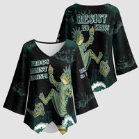 Frogs Against Fascism Kimono Sleeve Blouse No Kings Funny Portland Frog Protest - Wonder Print Shop