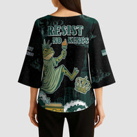 Frogs Against Fascism Kimono Sleeve Blouse No Kings Funny Portland Frog Protest - Wonder Print Shop