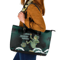 Frogs Against Fascism Leather Tote Bag No Kings Funny Portland Frog Protest - Wonder Print Shop