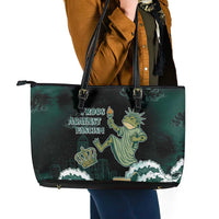 Frogs Against Fascism Leather Tote Bag No Kings Funny Portland Frog Protest - Wonder Print Shop