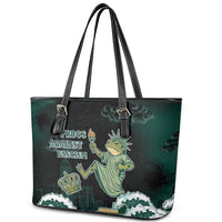 Frogs Against Fascism Leather Tote Bag No Kings Funny Portland Frog Protest - Wonder Print Shop
