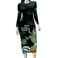 Frogs Against Fascism Long Sleeve Bodycon Dress No Kings Funny Portland Frog Protest - Wonder Print Shop