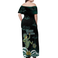 Frogs Against Fascism Off Shoulder Maxi Dress No Kings Funny Portland Frog Protest LT05