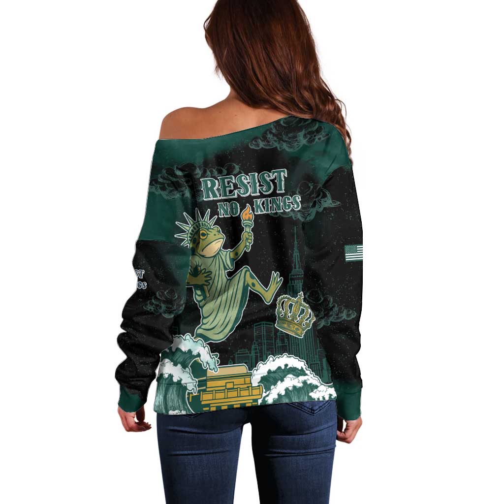 Frogs Against Fascism Off Shoulder Sweater No Kings Funny Portland Frog Protest LT05