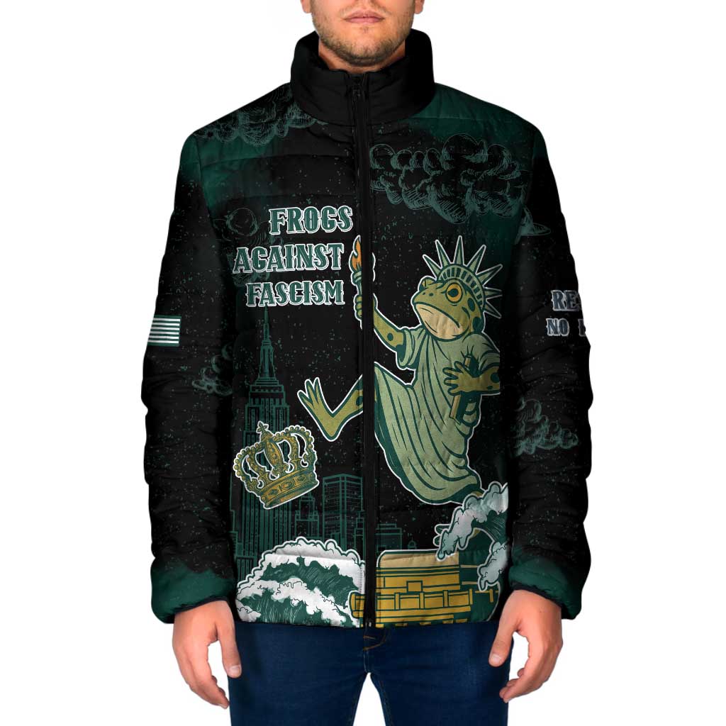 Frogs Against Fascism Padded Jacket No Kings Funny Portland Frog Protest - Wonder Print Shop