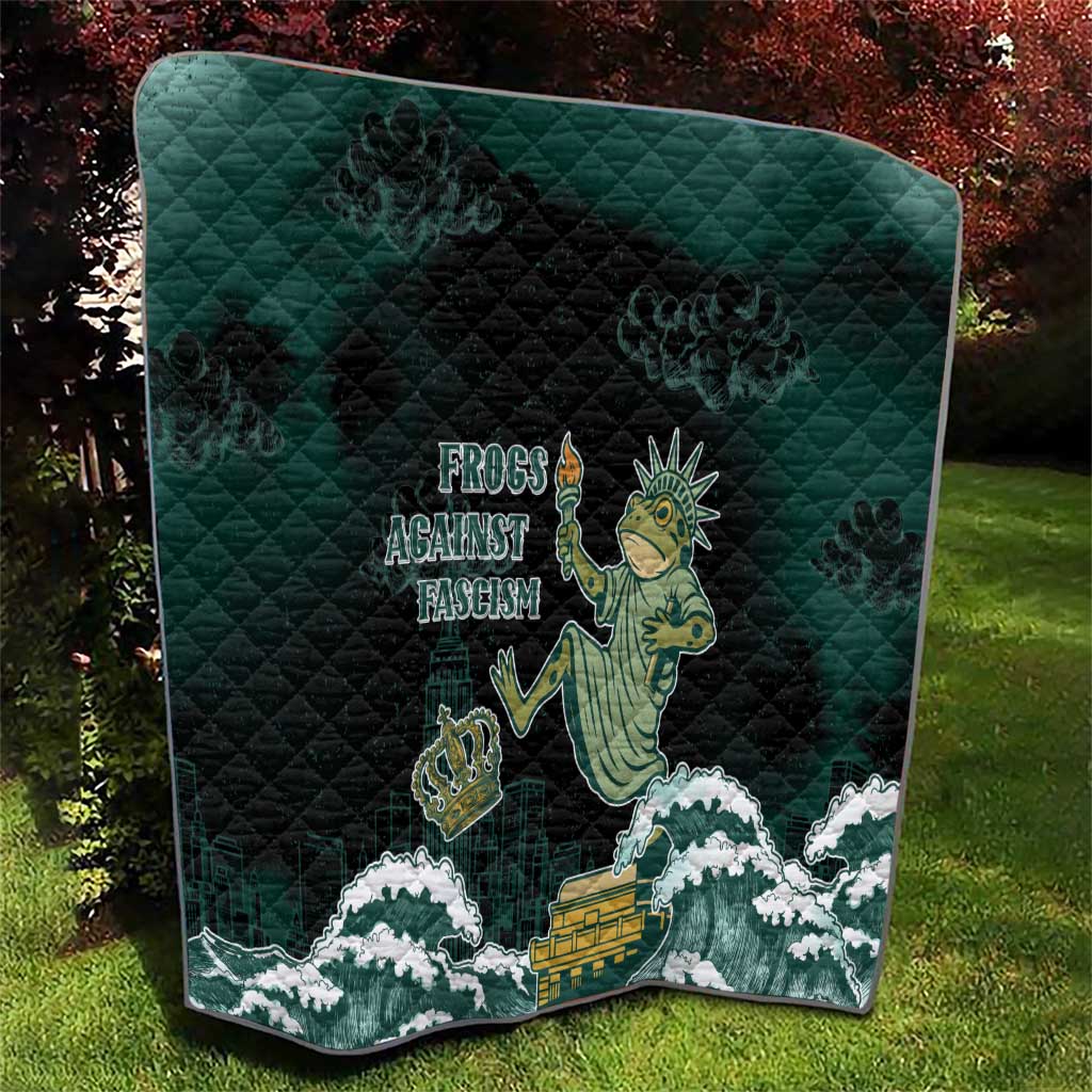 Frogs Against Fascism Quilt No Kings Funny Portland Frog Protest - Wonder Print Shop