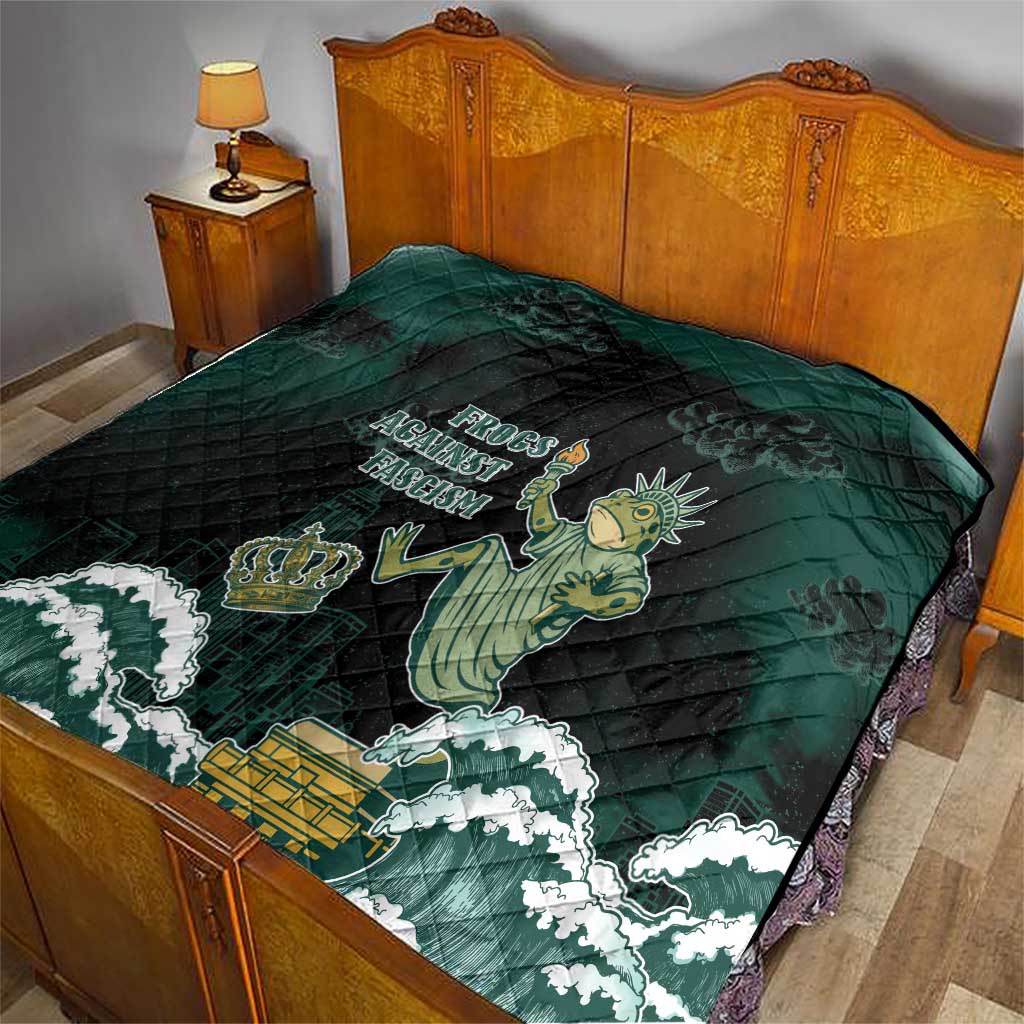 Frogs Against Fascism Quilt No Kings Funny Portland Frog Protest - Wonder Print Shop