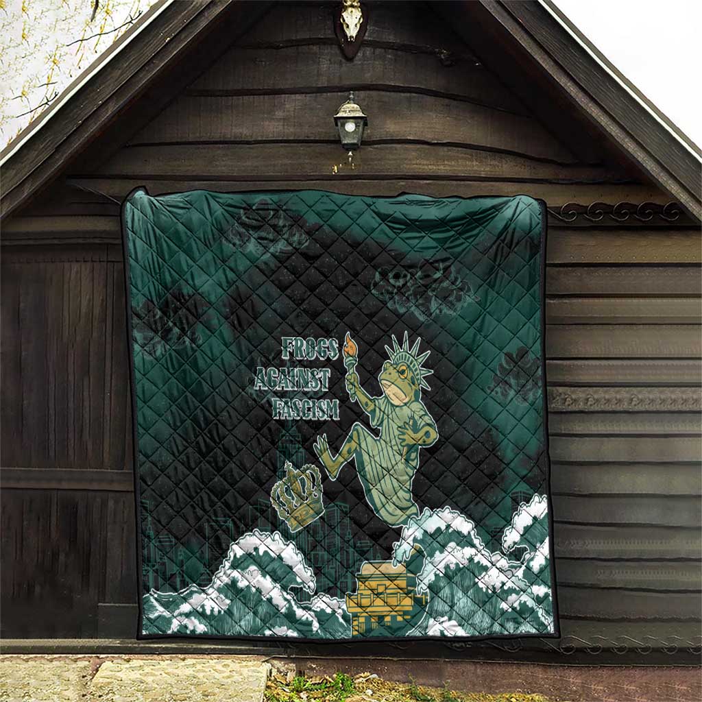 Frogs Against Fascism Quilt No Kings Funny Portland Frog Protest - Wonder Print Shop