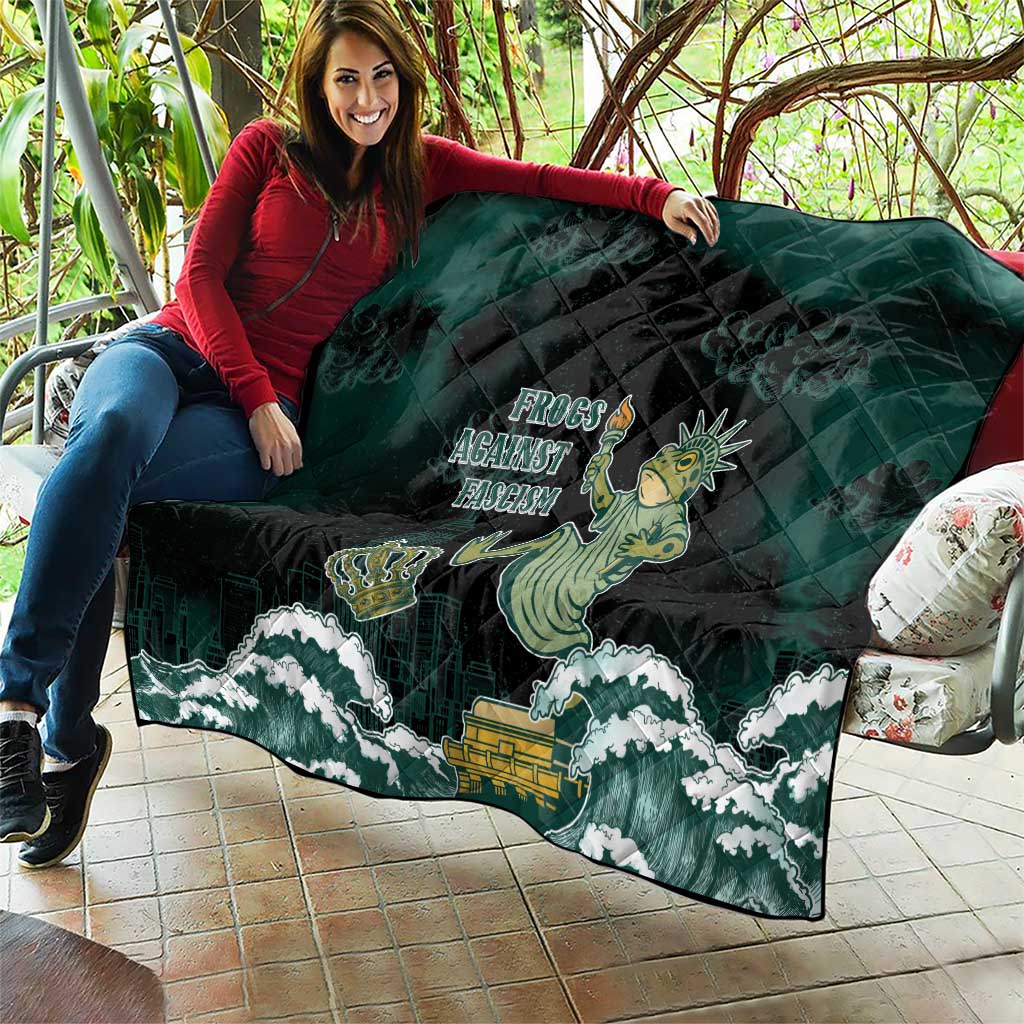 Frogs Against Fascism Quilt No Kings Funny Portland Frog Protest - Wonder Print Shop