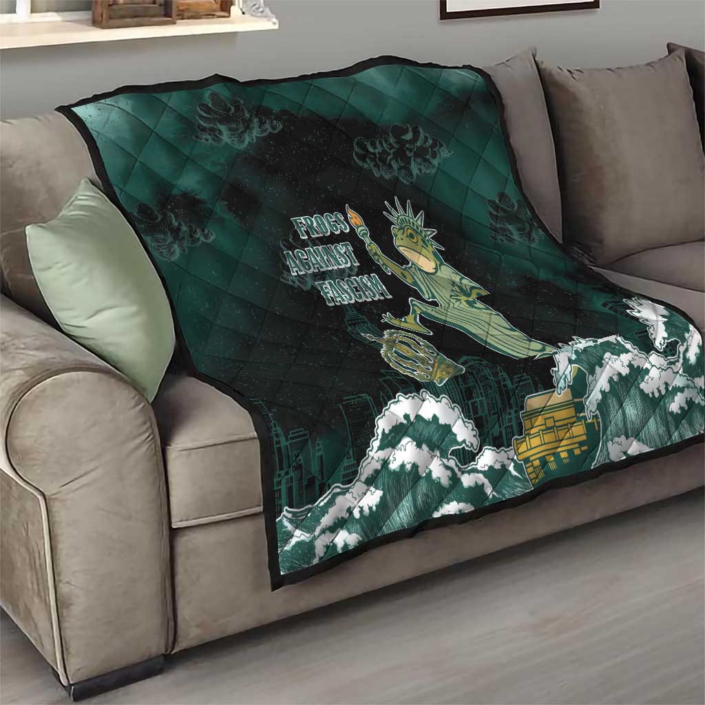Frogs Against Fascism Quilt No Kings Funny Portland Frog Protest - Wonder Print Shop