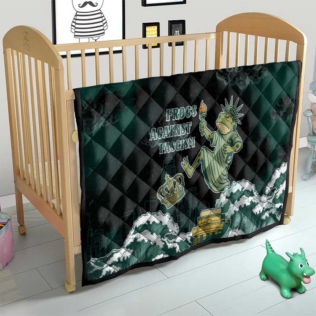 Frogs Against Fascism Quilt No Kings Funny Portland Frog Protest - Wonder Print Shop