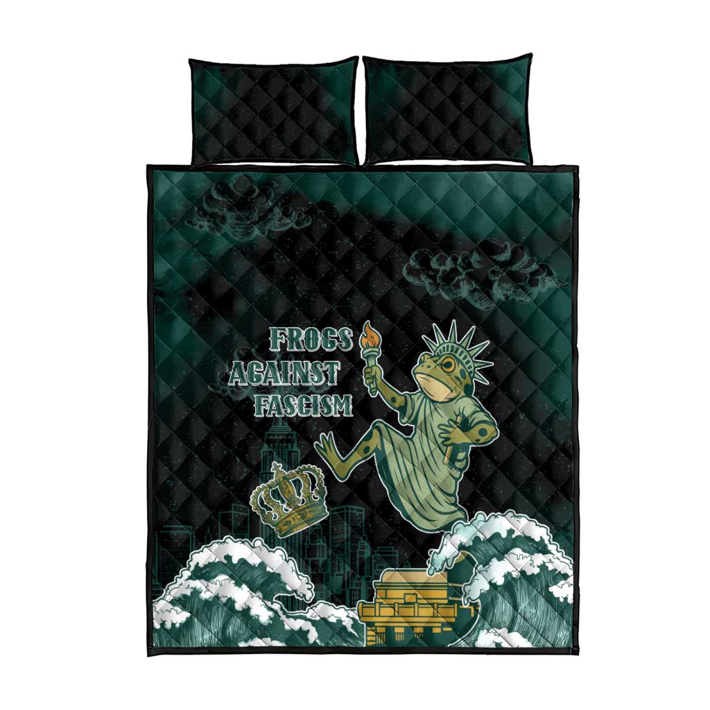 Frogs Against Fascism Quilt Bed Set No Kings Funny Portland Frog Protest - Wonder Print Shop
