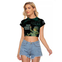 Frogs Against Fascism Raglan Cropped T Shirt No Kings Funny Portland Frog Protest LT05