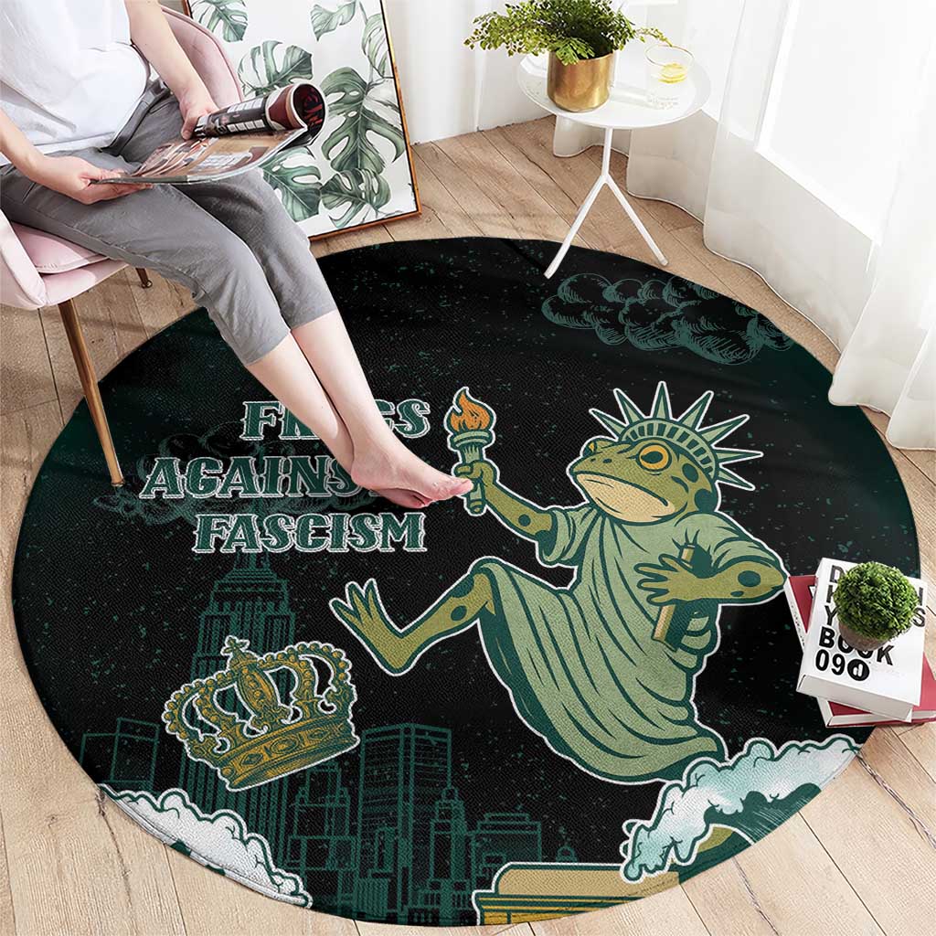 Frogs Against Fascism Round Carpet No Kings Funny Portland Frog Protest - Wonder Print Shop
