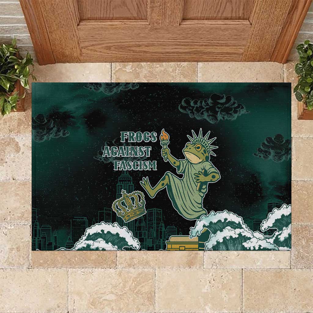 Frogs Against Fascism Rubber Doormat No Kings Funny Portland Frog Protest - Wonder Print Shop