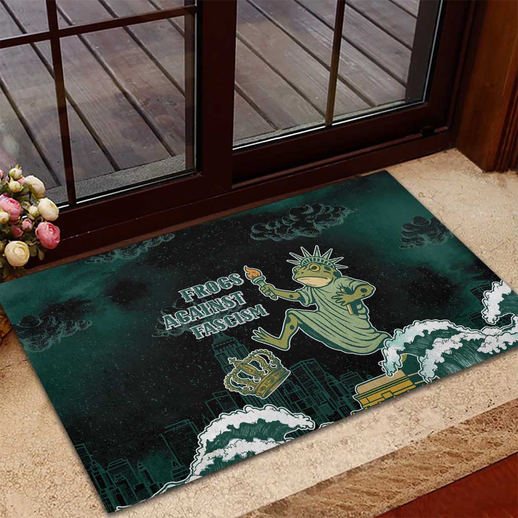Frogs Against Fascism Rubber Doormat No Kings Funny Portland Frog Protest - Wonder Print Shop
