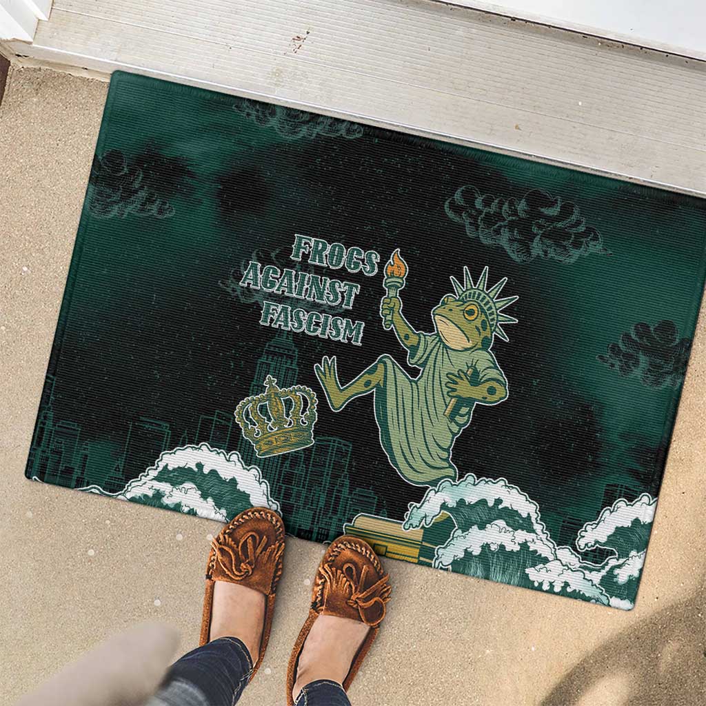 Frogs Against Fascism Rubber Doormat No Kings Funny Portland Frog Protest - Wonder Print Shop