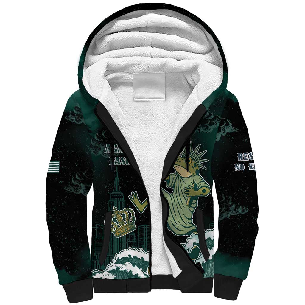 Frogs Against Fascism Sherpa Hoodie No Kings Funny Portland Frog Protest LT05