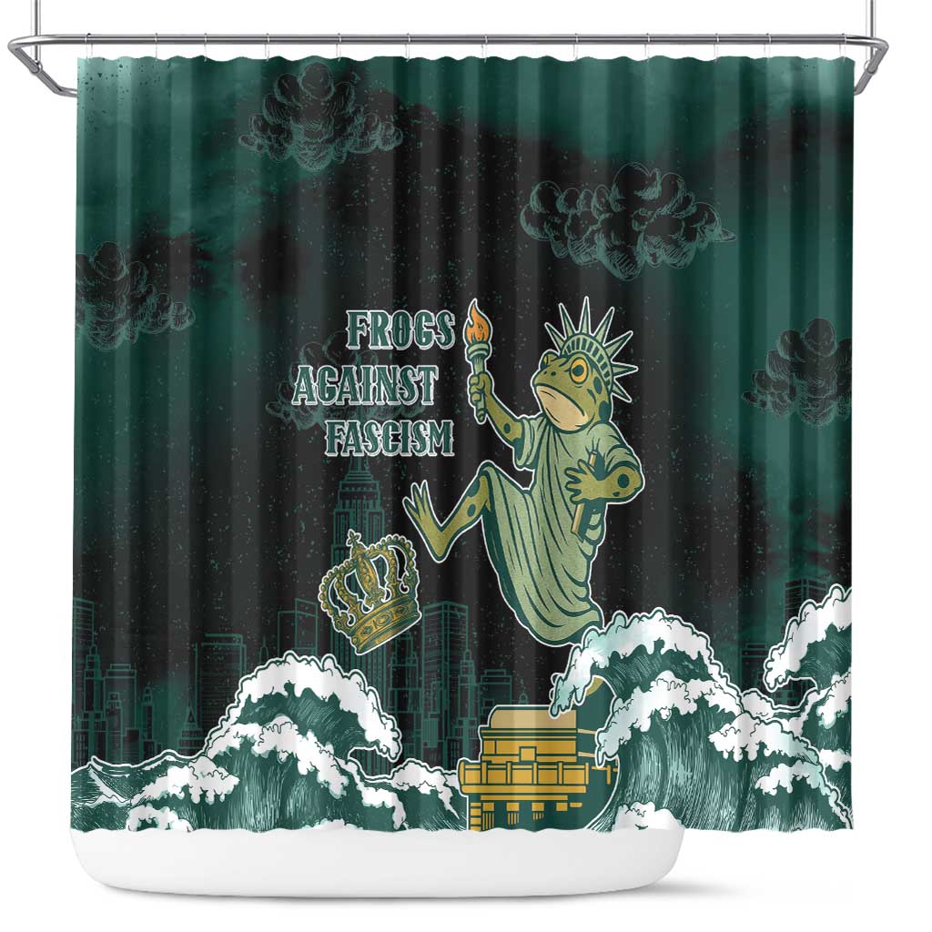 Frogs Against Fascism Shower Curtain No Kings Funny Portland Frog Protest - Wonder Print Shop