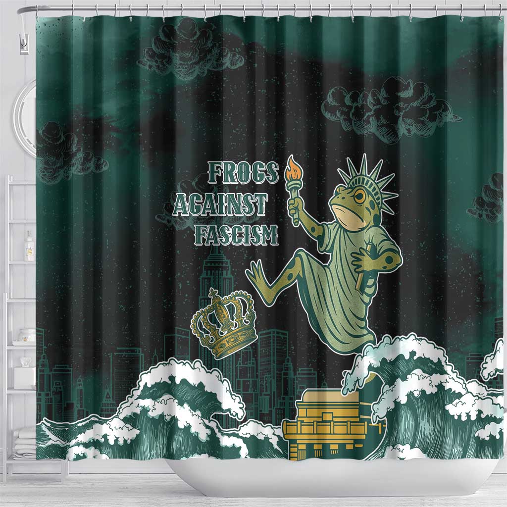 Frogs Against Fascism Shower Curtain No Kings Funny Portland Frog Protest - Wonder Print Shop