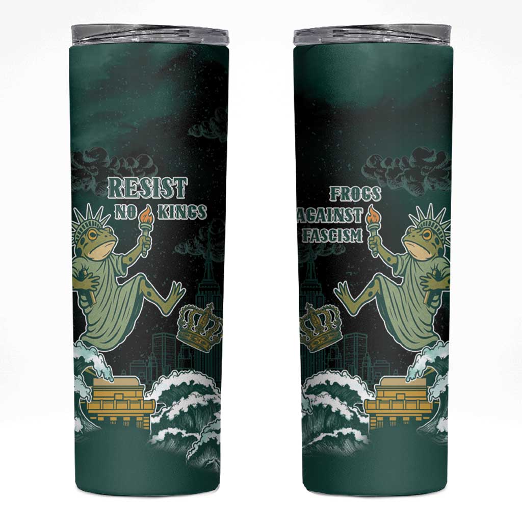 Frogs Against Fascism Skinny Tumbler No Kings Funny Portland Frog Protest - Wonder Print Shop