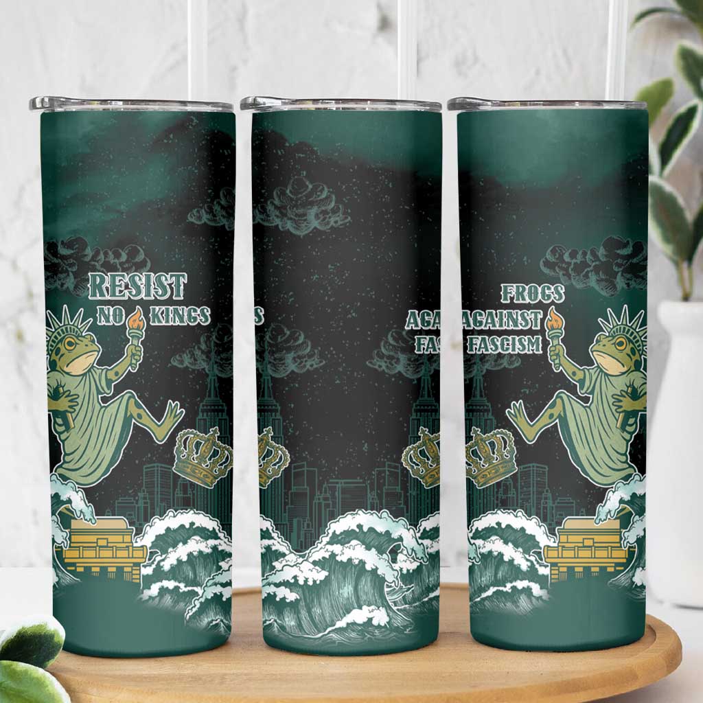 Frogs Against Fascism Skinny Tumbler No Kings Funny Portland Frog Protest - Wonder Print Shop