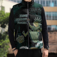 Frogs Against Fascism Sleeveless Puffer Jacket No Kings Funny Portland Frog Protest - Wonder Print Shop