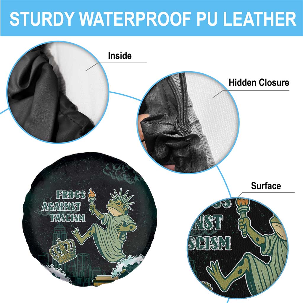 Frogs Against Fascism Spare Tire Cover No Kings Funny Portland Frog Protest - Wonder Print Shop