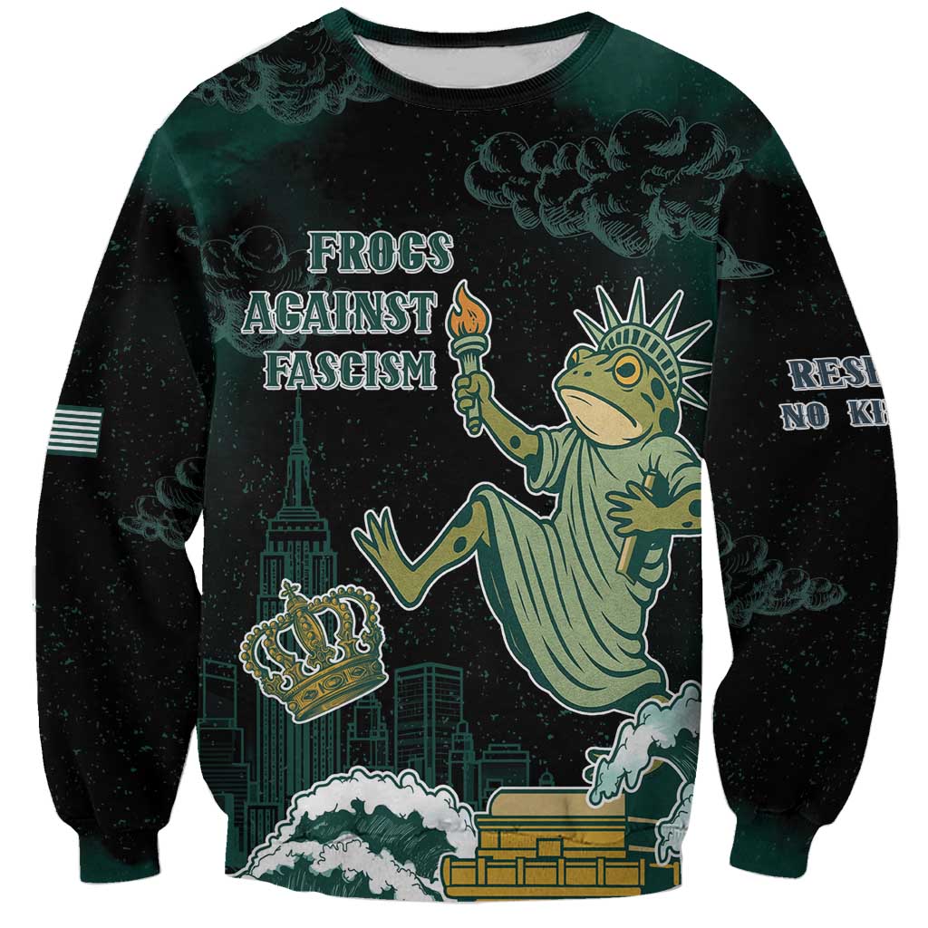 Frogs Against Fascism Sweatshirt No Kings Funny Portland Frog Protest LT05