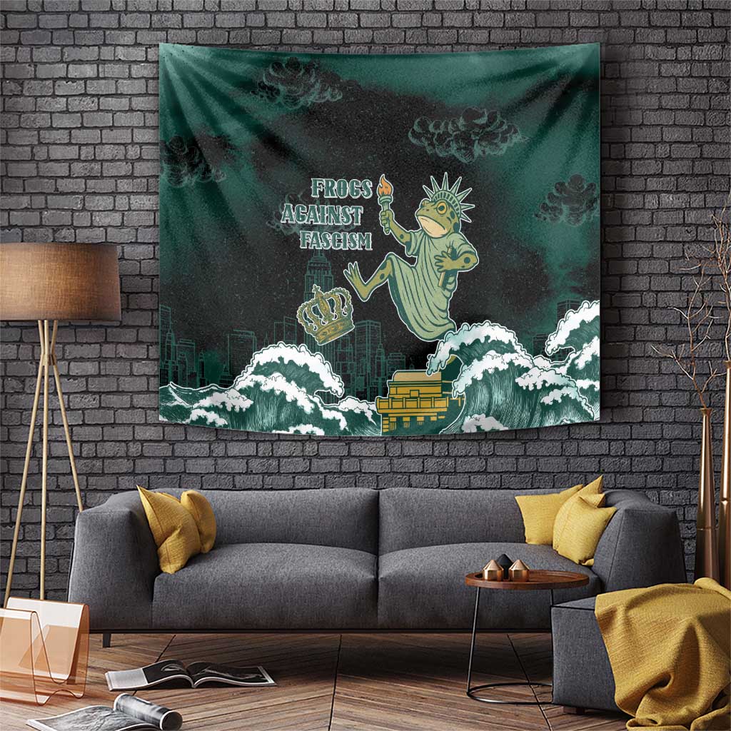 Frogs Against Fascism Tapestry No Kings Funny Portland Frog Protest - Wonder Print Shop