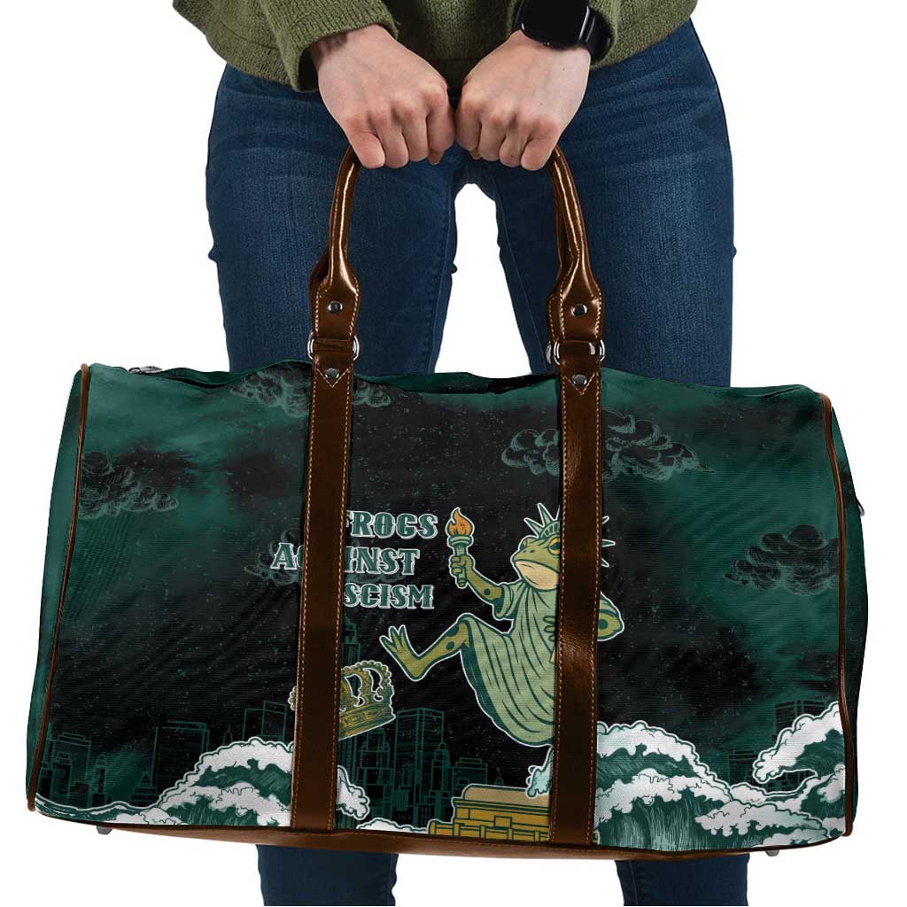 Frogs Against Fascism Travel Bag No Kings Funny Portland Frog Protest - Wonder Print Shop