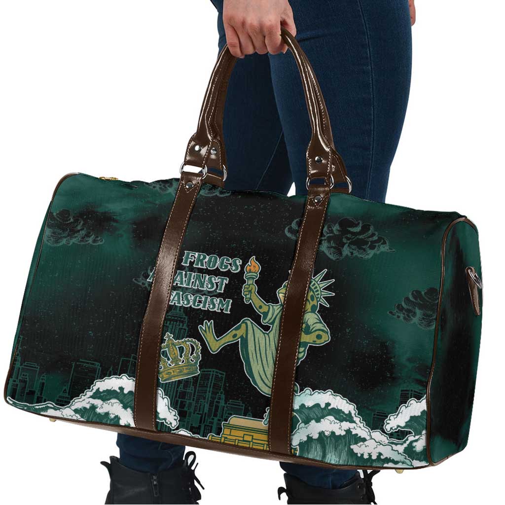 Frogs Against Fascism Travel Bag No Kings Funny Portland Frog Protest - Wonder Print Shop