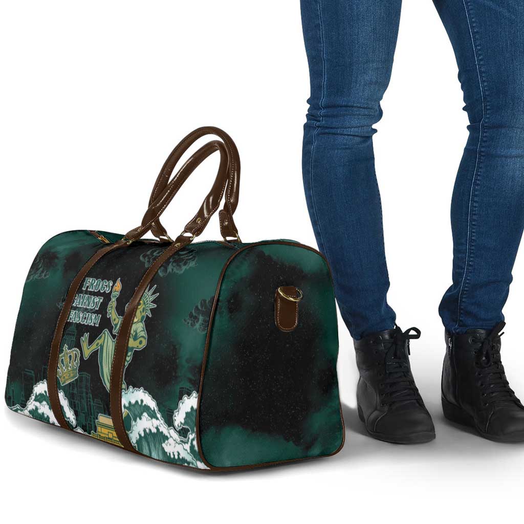 Frogs Against Fascism Travel Bag No Kings Funny Portland Frog Protest - Wonder Print Shop