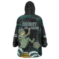 Frogs Against Fascism Wearable Blanket Hoodie No Kings Funny Portland Frog Protest LT05