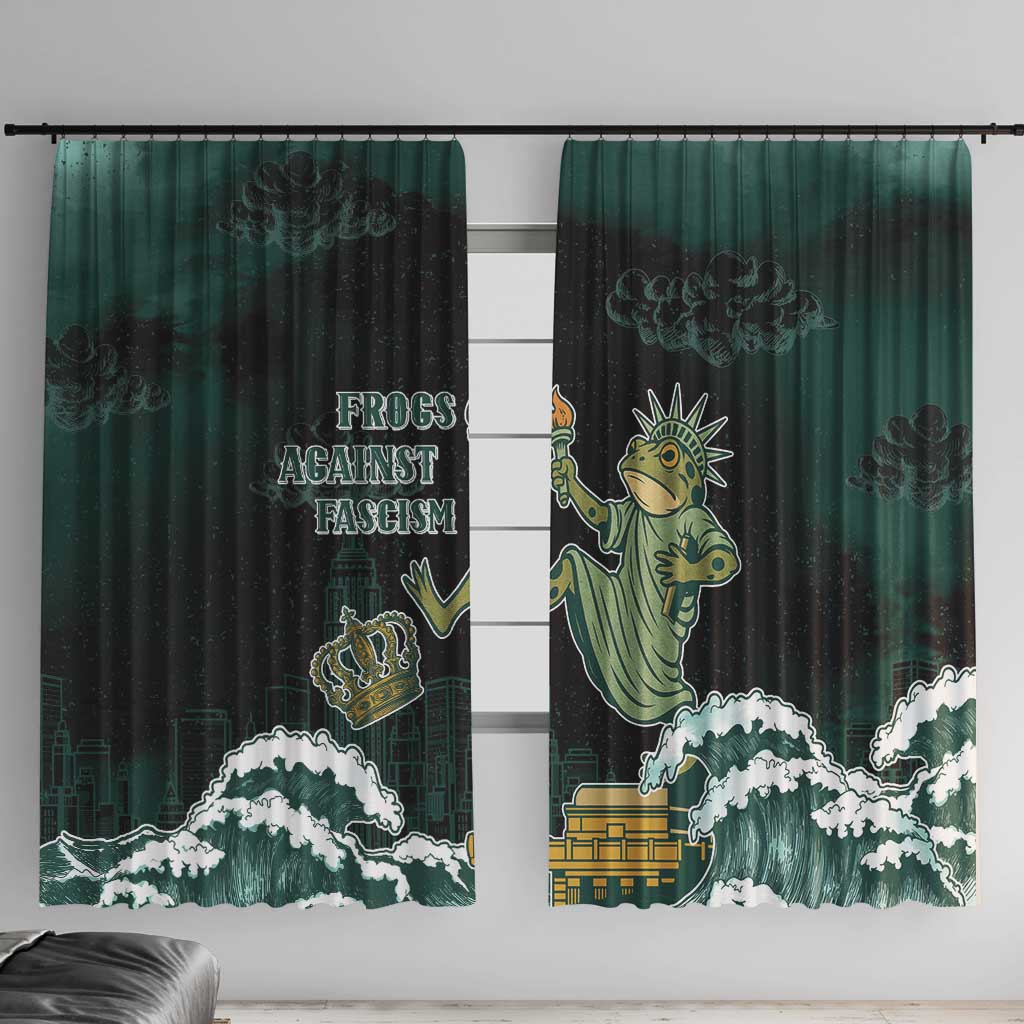 Frogs Against Fascism Window Curtain No Kings Funny Portland Frog Protest - Wonder Print Shop
