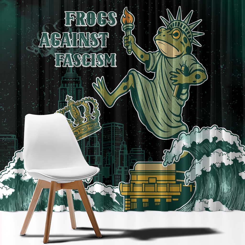 Frogs Against Fascism Window Curtain No Kings Funny Portland Frog Protest - Wonder Print Shop