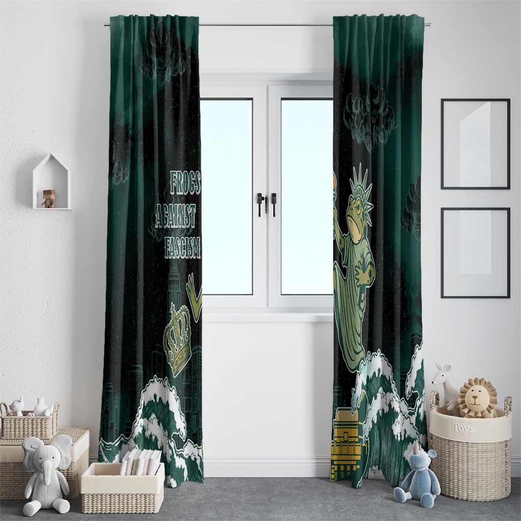 Frogs Against Fascism Window Curtain No Kings Funny Portland Frog Protest - Wonder Print Shop