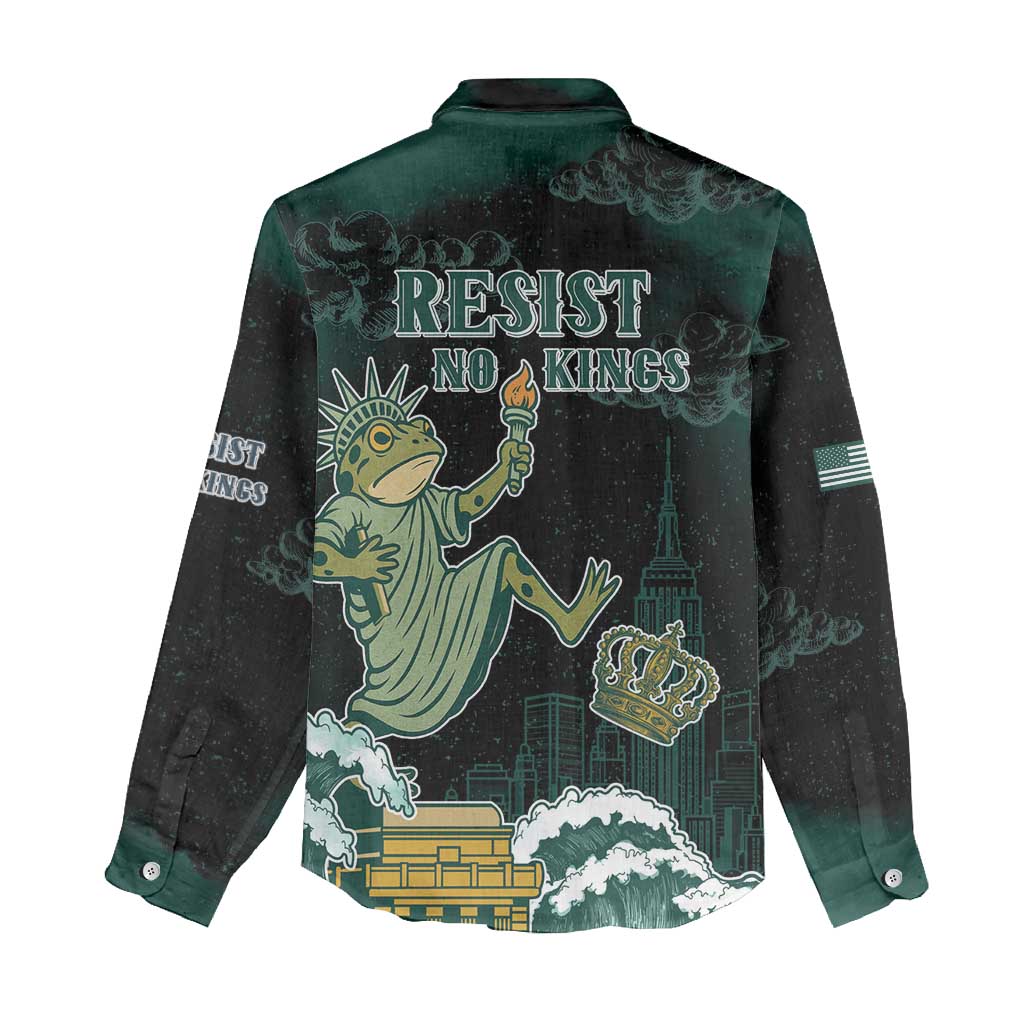 Frogs Against Fascism Women Casual Shirt No Kings Funny Portland Frog Protest LT05