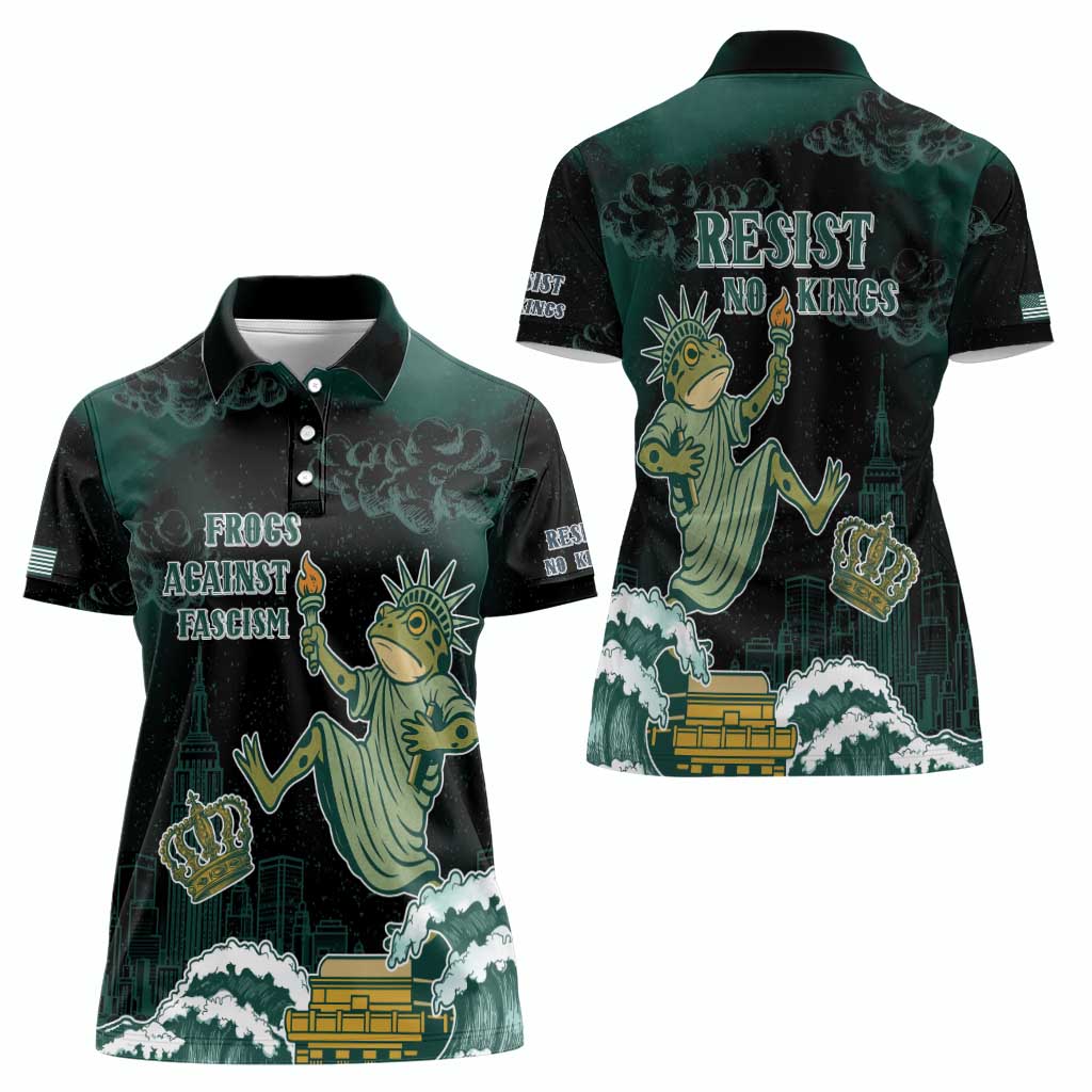 Frogs Against Fascism Women Polo Shirt No Kings Funny Portland Frog Protest - Wonder Print Shop