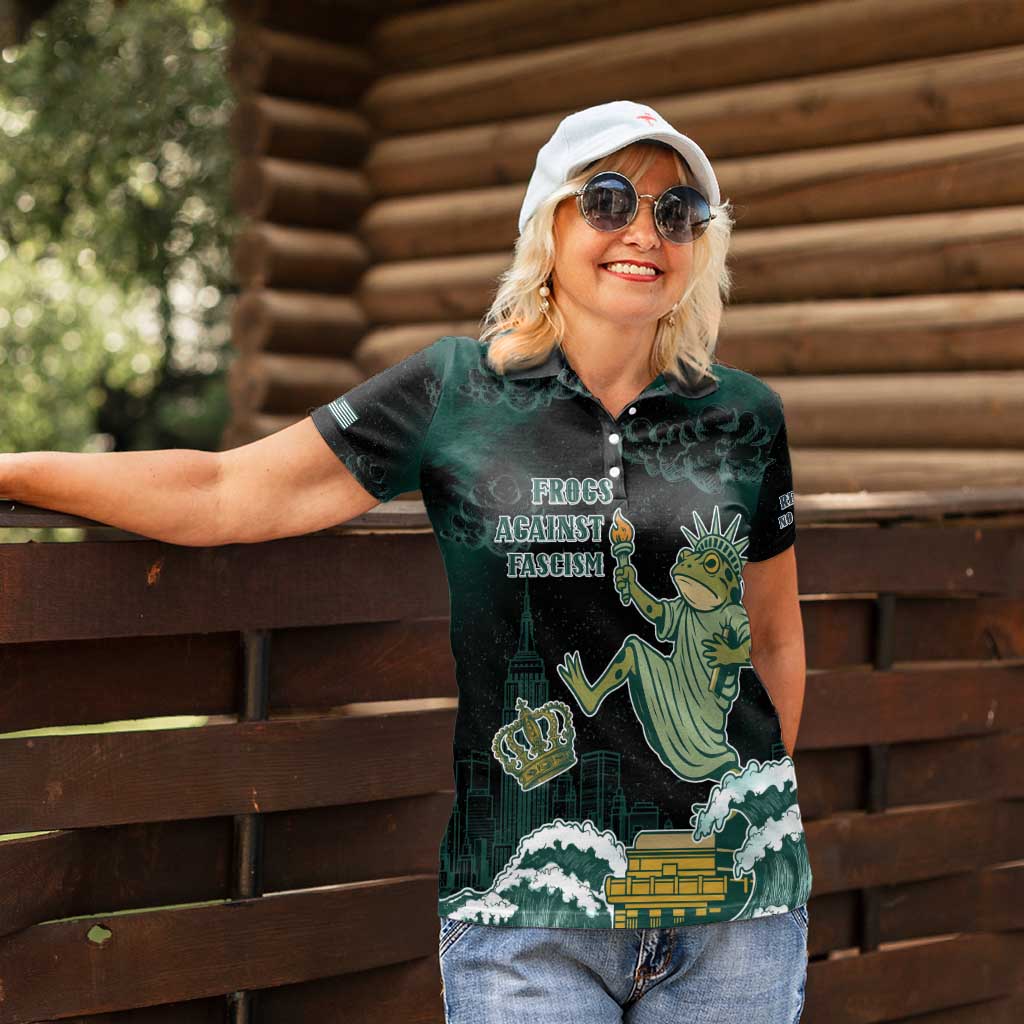 Frogs Against Fascism Women Polo Shirt No Kings Funny Portland Frog Protest - Wonder Print Shop