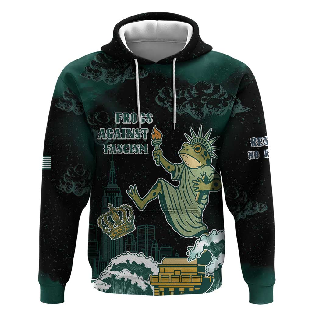 Frogs Against Fascism Zip Hoodie No Kings Funny Portland Frog Protest LT05
