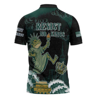 Frogs Against Fascism Zipper Polo Shirt No Kings Funny Portland Frog Protest - Wonder Print Shop