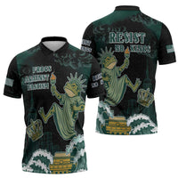 Frogs Against Fascism Zipper Polo Shirt No Kings Funny Portland Frog Protest - Wonder Print Shop