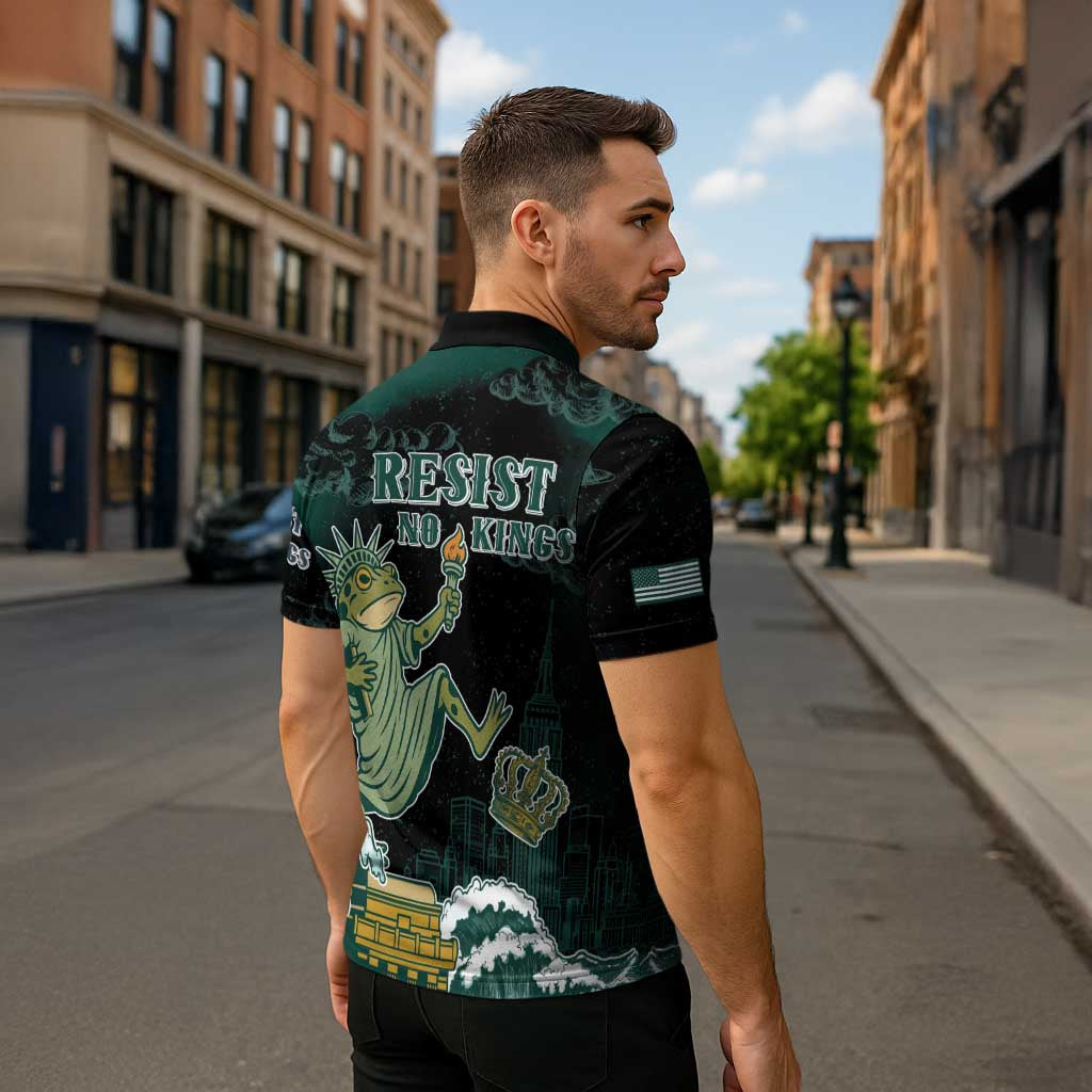 Frogs Against Fascism Zipper Polo Shirt No Kings Funny Portland Frog Protest - Wonder Print Shop