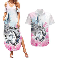 Kentucky Horse Race Couples Matching Summer Maxi Dress and Hawaiian Shirt Race For The Roses Churchill Downs