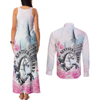 Kentucky Horse Race Couples Matching Tank Maxi Dress and Long Sleeve Button Shirt Race For The Roses Churchill Downs